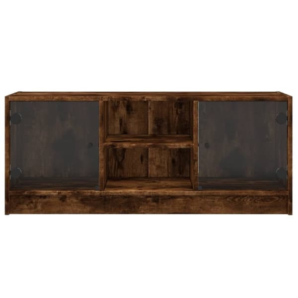 vidaXL skab med glaslåger 102x37x42 cm røget egetræsfarve