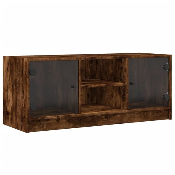 vidaXL TV-benk med dør røkt eik 102x37x42 cm