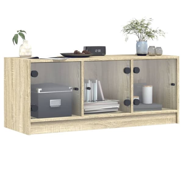 vidaXL skab med glaslåger 102x37x42 cm sonoma-eg
