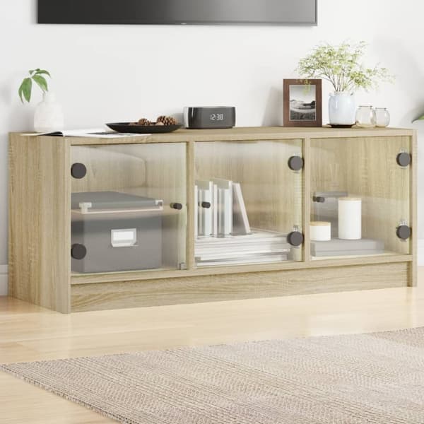 vidaXL skab med glaslåger 102x37x42 cm sonoma-eg
