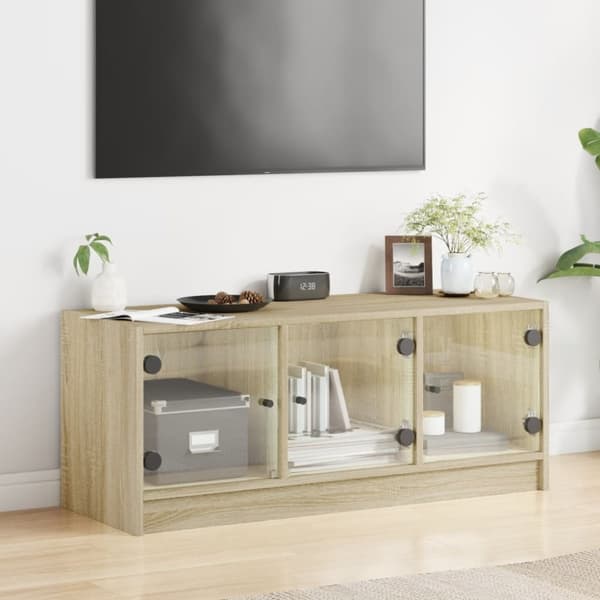 vidaXL skab med glaslåger 102x37x42 cm sonoma-eg