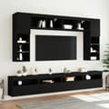 Miniatyrbild 5 av 11: vidaXL Väggmonterade tv-skåp 8 delar med LEDs svart