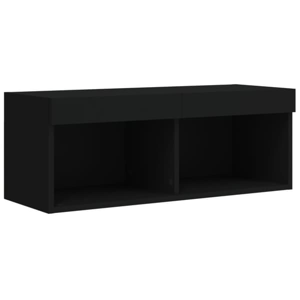 vidaXL Väggmonterade tv-skåp 8 delar med LEDs svart