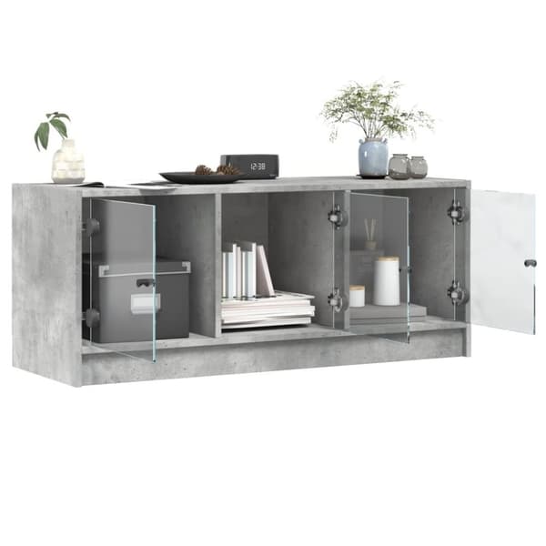 vidaXL Sideskap med glassdører betonggrå 102x37x42 cm