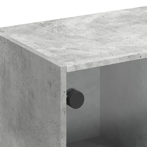 vidaXL Sideskap med glassdører betonggrå 102x37x42 cm