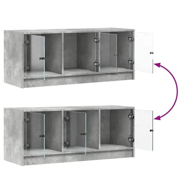 vidaXL Sideskap med glassdører betonggrå 102x37x42 cm