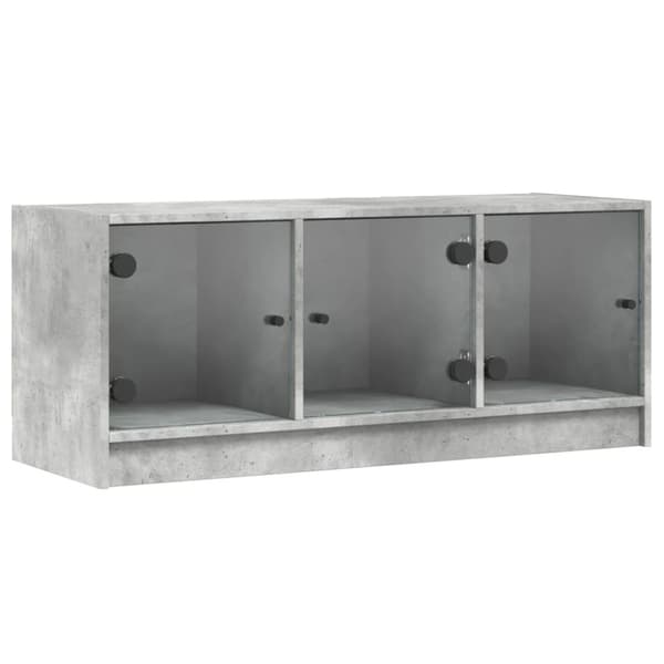 vidaXL Sideskap med glassdører betonggrå 102x37x42 cm