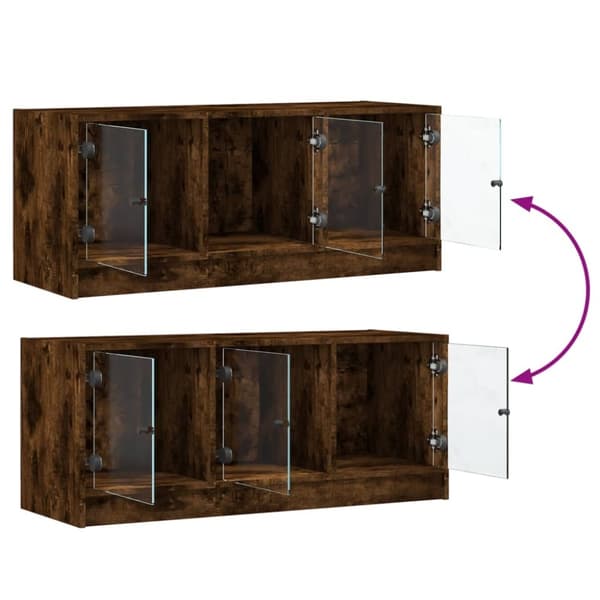 vidaXL skab med glaslåger 102x37x42 cm røget egetræsfarve