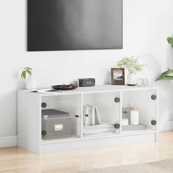 vidaXL TV-benk med dør hvit 102x37x42 cm