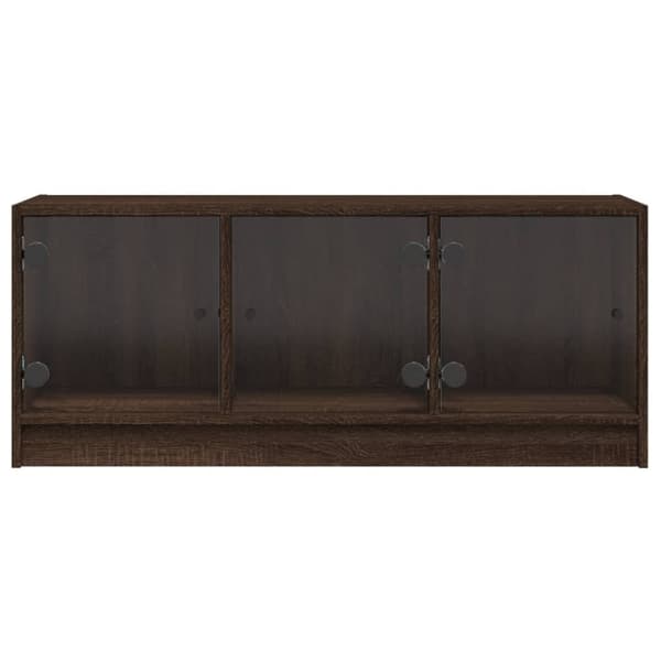 vidaXL TV-taso lasiovilla ruskea tammi 102x37x42 cm
