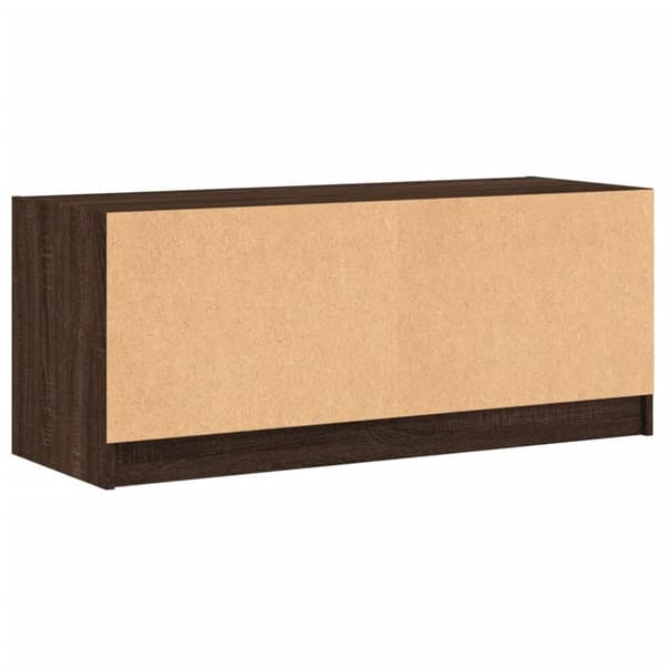 vidaXL TV-taso lasiovilla ruskea tammi 102x37x42 cm