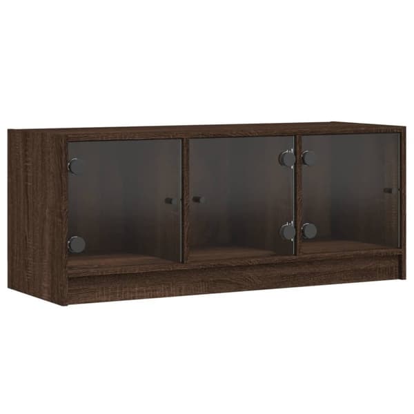 vidaXL TV-benk med dør brun eik 102x37x42 cm