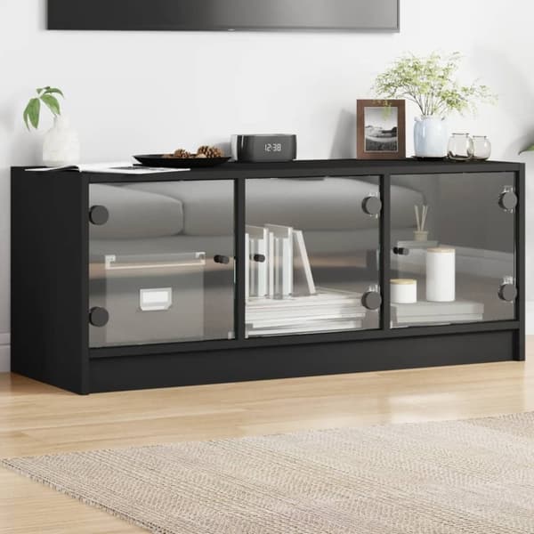 vidaXL TV-benk med dør svart 102x37x42 cm