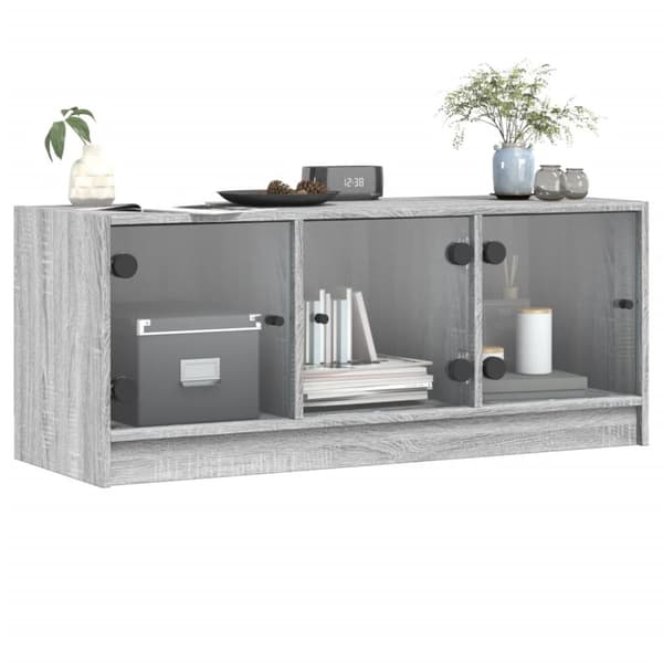 vidaXL TV-taso lasiovilla harmaa Sonoma 102x37x42 cm