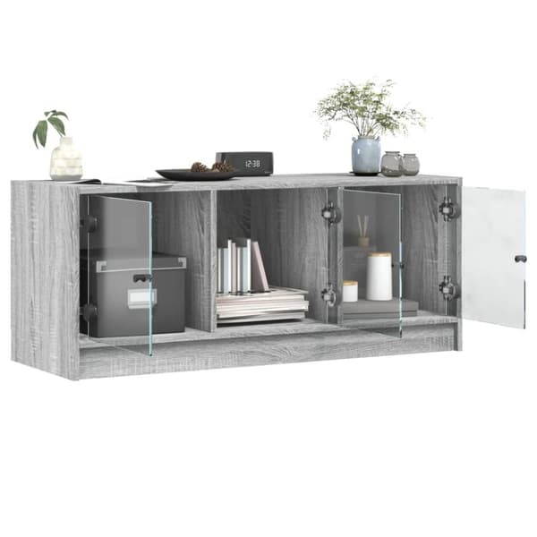 vidaXL TV-taso lasiovilla harmaa Sonoma 102x37x42 cm