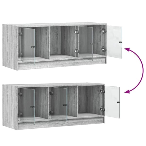 vidaXL TV-taso lasiovilla harmaa Sonoma 102x37x42 cm