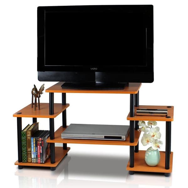 Furinno - 11257 - Verktygsfria TV-ställ, ljus körsbär och svart, en storlek, ljus körsbär och svart, en storlek