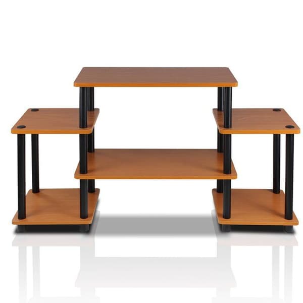 Furinno - 11257 - Verktygsfria TV-ställ, ljus körsbär och svart, en storlek, ljus körsbär och svart, en storlek