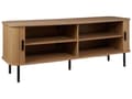 Miniatyrbilde 6 av 11: TV-stativ i lyst tre med svarte ben i MDF Metall TV opp til 70ʺ Retro skyveskap Kabelhåndtering Stue