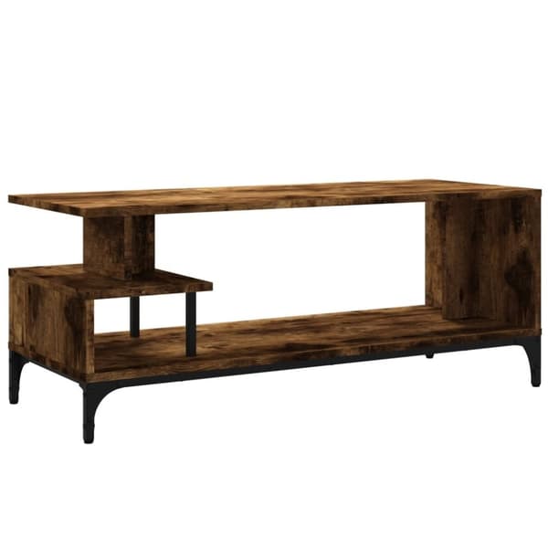 vidaXL tv-bord 102x40x41 cm konstrueret træ og stål røget eg