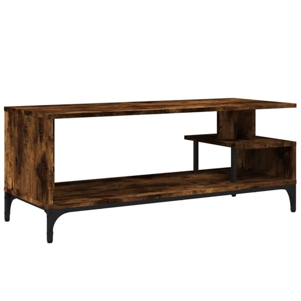 vidaXL tv-bord 102x40x41 cm konstrueret træ og stål røget eg