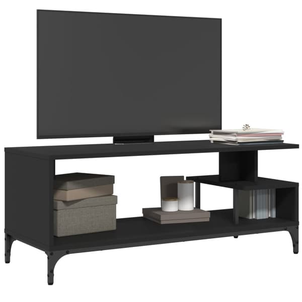 vidaXL tv-bord 102x40x41 cm konstrueret træ pulverlakeret stål sort
