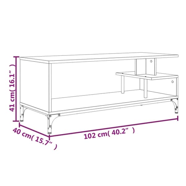 vidaXL tv-bord 102x40x41 cm konstrueret træ pulverlakeret stål sort