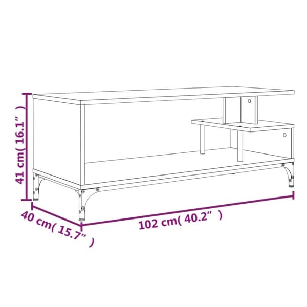 vidaXL TV-benk brun eik 102x40x41 cm konstruert tre pulverlakkert stål