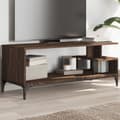 Miniatyrbilde 10 av 10: vidaXL TV-benk brun eik 102x40x41 cm konstruert tre pulverlakkert stål