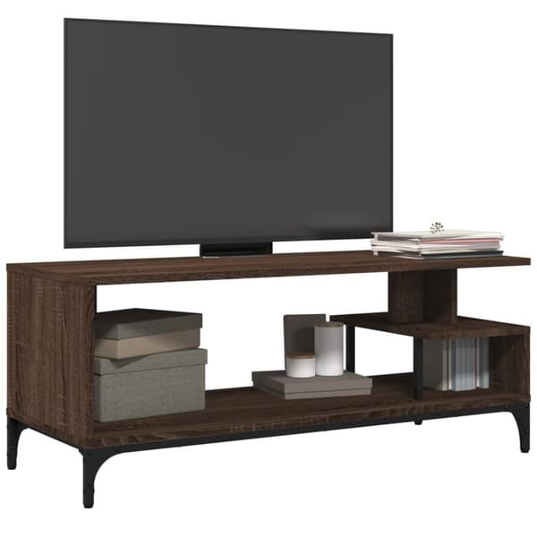 vidaXL tv-bord 102x40x41 cm konstrueret træ og stål brun egetræsfarve