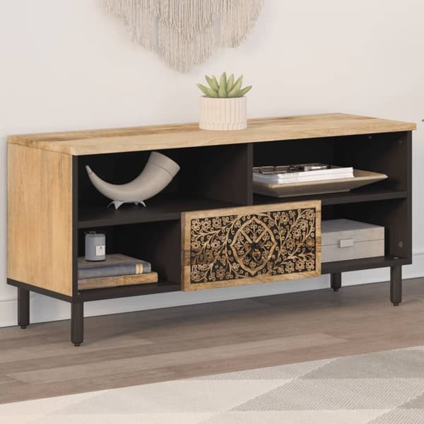 vidaXL tv-bord 100x33x46 cm massivt mangotræ