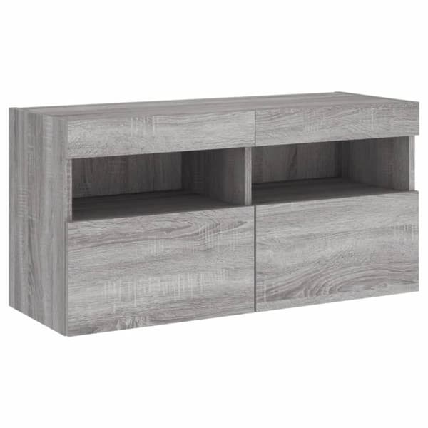 vidaXL Vegghengt TV-benk med LED grå sonoma 80x30x40 cm