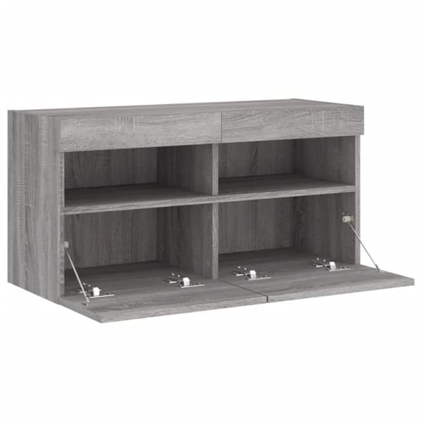 vidaXL Vegghengt TV-benk med LED grå sonoma 80x30x40 cm