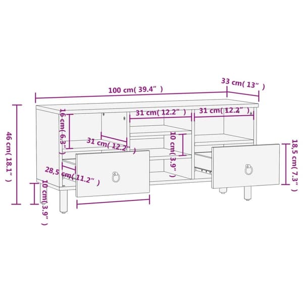 vidaXL TV-benk 100x33x46 cm heltre mango