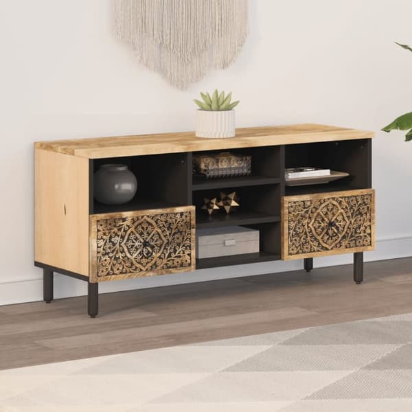 vidaXL TV-benk 100x33x46 cm heltre mango