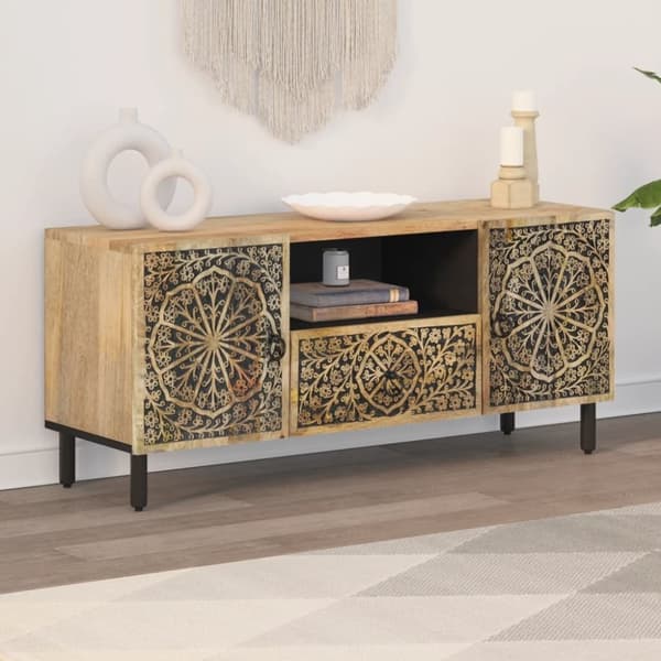 vidaXL TV-benk 105x33x46 cm heltre mango