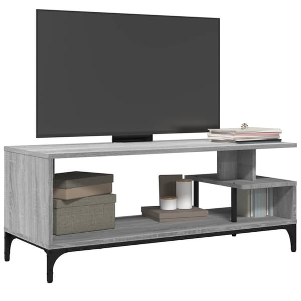 vidaXL TV-benk grå sonoma 102x40x41 konstruert tre pulverlakkert stål
