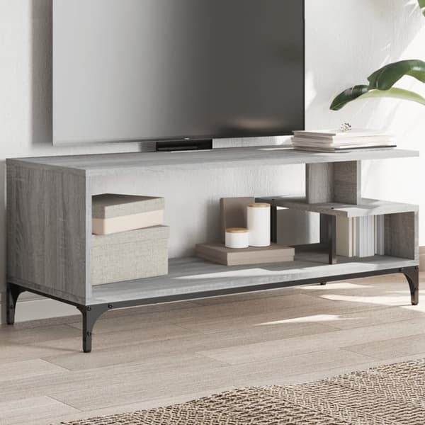 vidaXL TV-benk grå sonoma 102x40x41 konstruert tre pulverlakkert stål
