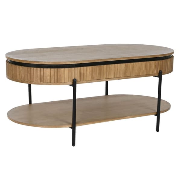 TV-möbler Home ESPRIT Svart Naturell Metall 120 x 64 x 52 cm