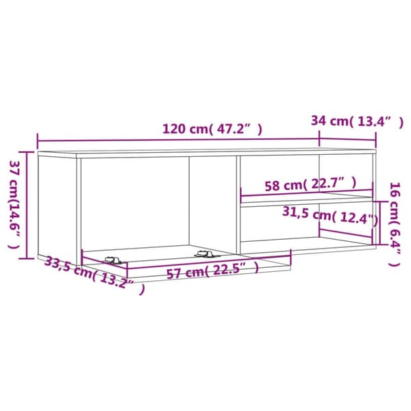 vidaXL TV-benk grå sonoma 120x34x37 cm sponplate