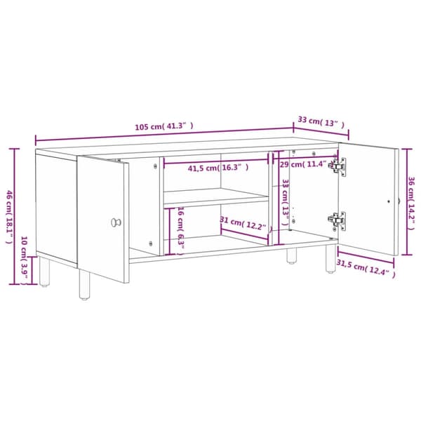 vidaXL TV-benk 105x33x46 cm heltre mango