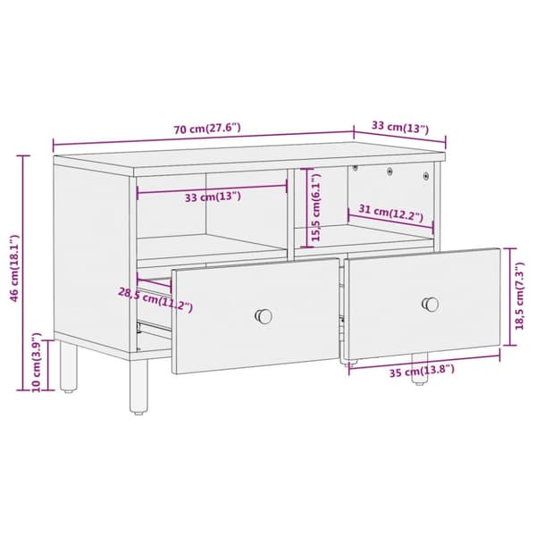 vidaXL tv-bord 70x33x46 cm massivt mangotræ