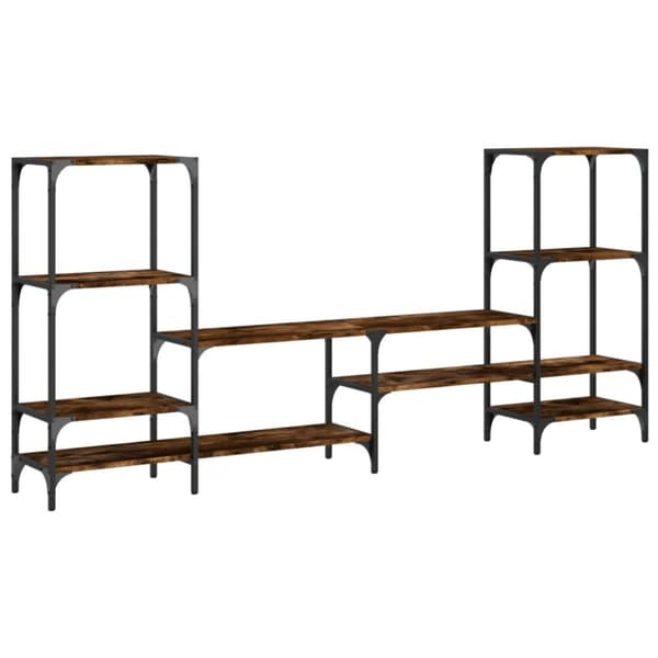 vidaXL tv-bord 206,5x28,5x95 cm konstrueret træ røget egetræsfarve