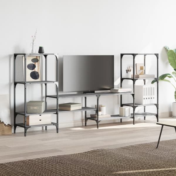 vidaXL TV-benk grå sonoma 206,5x28,5x95 cm konstruert tre