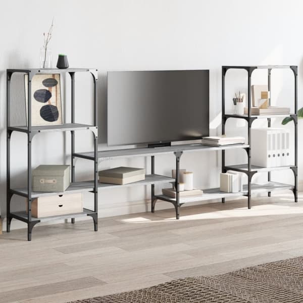 vidaXL TV-benk grå sonoma 206,5x28,5x95 cm konstruert tre