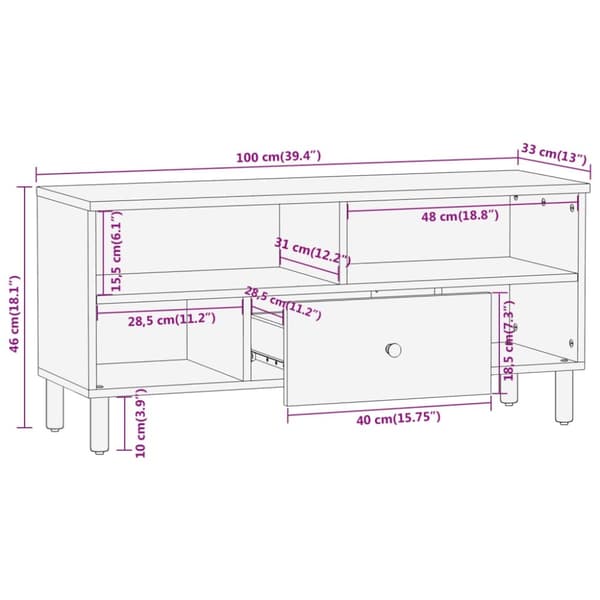 vidaXL TV-benk 100x33x46 cm heltre mango