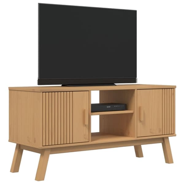 vidaXL TV-benk OLDEN brun 114x43x57 cm heltre furu