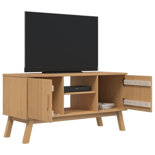 vidaXL TV-benk OLDEN brun 114x43x57 cm heltre furu