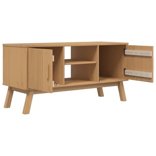 vidaXL TV-benk OLDEN brun 114x43x57 cm heltre furu