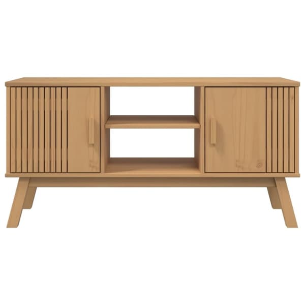 vidaXL TV-benk OLDEN brun 114x43x57 cm heltre furu